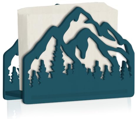 SUPERDANT Porte Serviette de Table en Bois Motif Montagnes et Forêt 3D Sculpture Creuse Distributeur de Serviettes Décoration Extérieure