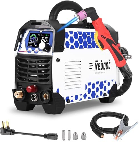 Reboot Pro 60A Plasma Cutter 2025, Pilot Arc Non-Contact Cutting, 120V/240V Dual Voltage,Large Digital Smart Screen, Enhanced for Metal/Mesh/Stainless Steel, 1/2'' Clean Cut 3/4 Max Cut
