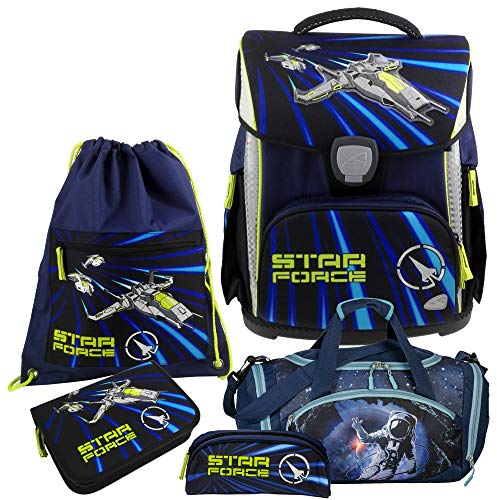 Star Force - Space - Raumschiff - Schneiders LED-TOOLBAG Plus mit LED-LEUCHTSYSTEM Schulranzen-Set 5tlg mit Sporttasche
