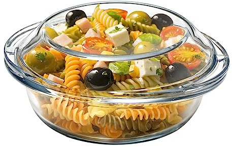 13OZ Mini Glass Casserole Dish With Lid, 5.5in Oven Safe Bakeware with Handles, Microwave Oven Safe Glass Bowl with Lid