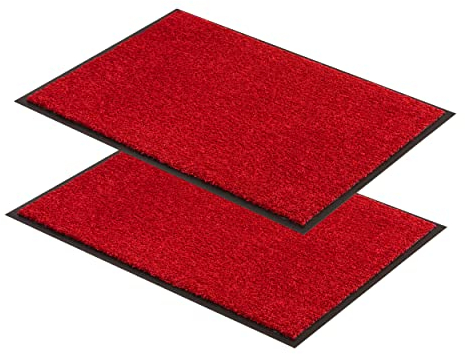 Astra strapazierfähige Schmutzfangmatte – rutschfeste Türmatte – Fußmatte innen Sauberlaufmatte – Eingangsmatte robust – Vorleger rot 80x120 cm 2er Set