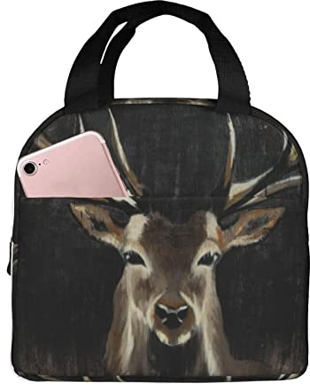 XVBCDFG Bolsa de almuerzo con diseño de ciervo, fiambrera aislada para mujeres y hombres, bolsa de mano ligera y duradera para oficina y escuela