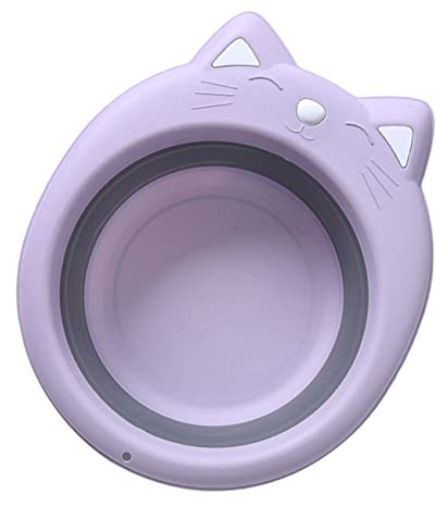Totority Foldable Baby Wash Basin 15 Inch Cat Shape Portable Collapsible Washbasin Cartoon Design Space-Saving for Travel and Home Bathing