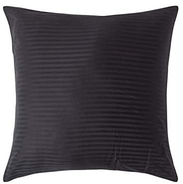 HOMESCAPES 2er-Set Damast Kissenbezug 80x80 cm schwarz mit Satin-Streifen & Reißverschluss, 100% ägyptische Baumwolle, Fadendichte 330