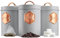 Cooks Professional 3 Piece Tea Coffee Sugar Cannister Set | Labelled Storage Tins | Containers with Airtight Lids | Canisters for Kitchen Accessories & Essentials | Grey & Copper