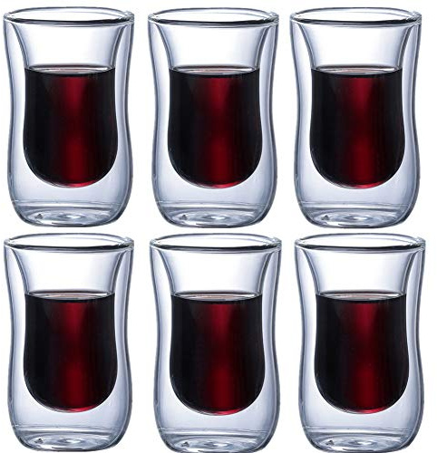 double walled coffee cups Latte Cups Double Walled Coffee Glasses Glass Cup Latte Mugs Iced Coffee Cup Insulated Heat Resistant Tumblers For Coffee, Tea, Cappuccino Handle(Double Wall,6CUPS)
