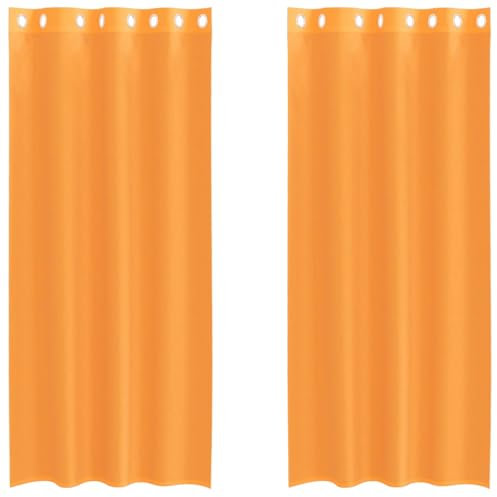 vidaXL Cortinas de Gasa con Ojales 2 uds Naranja 140x225 cm