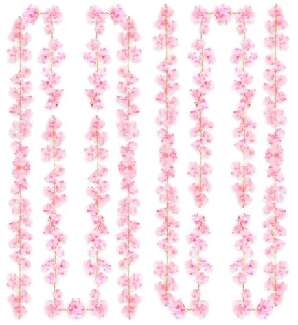 Guirlande Fleurs Artificielles, Lot de 3 Guirlandes de Fleurs de Cerisier Artificielles, Fleur de Cerisier, Guirlande Printemps pour la Maison, un Mariage, un Jardin, une Décoration Murale, une Fête