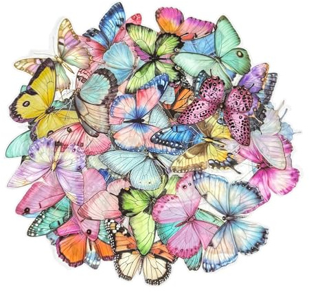 50pcs Vivid Butterfly Stickers, Colorful Adhesive Butterfly Decorations, Creative Scrapbook Stickers Set for Journals Laptops Suitcase Sticker Skateboards and Scrapbooking Accessories