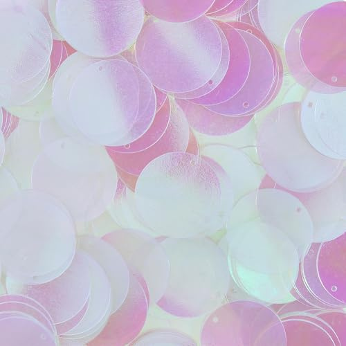 SUNNYCLUE 1 scatola Da Circa 80g di Paillettes Piatte Da 30mm Grandi Paillettes Sfuse con Foro In Plastica PVC Grandi Rotonde Trasparenti Colorate Ornamenti Da Ricamo Lustrini per Artigianato Matrimon