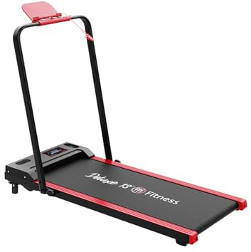 DELUXE13 Cinta de Correr caminadora Eléctrica Plegable para Casa, Motor 1000W Silencioso, Velocidad 1-12 km/h, Pantalla LED, Rojo y Negro, con Ruedas, Soporte Tablet