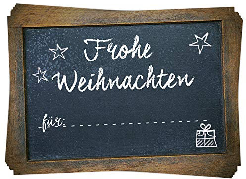 Logbuch-Verlag 25 Weihnachtliche Namensaufkleber Geschenketiketten zum Beschreiben Sticker 7,4 x 5,2 cm schwarz weiß Frohe Weihnachten