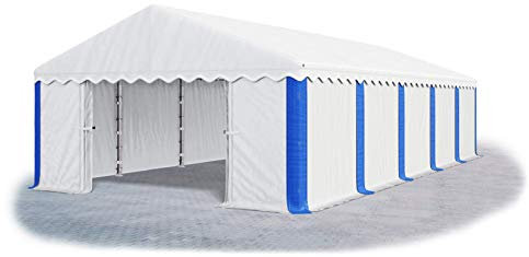 Das Company Lagerzelt 5x10m wasserdicht weiß-blau Zelt 240g/m² PE Plane hochwertig Gartenzelt Summer MPE