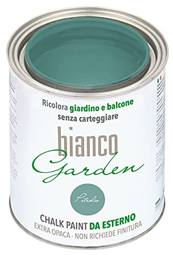biancoGarden Petrolio (Petrolblau) Kreidefarbe für den Außenbereich (1 Liter) – Verschönern Sie Garten, Fenster und Außentüren ohne Schleifen oder Nachbehandlung