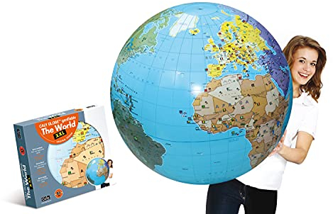 HCM Kinzel - Aufblasbarer Caly Globus - Die Welt XXL - Spielerisch die Welt erkunden - Grau - 85 cm Umfang