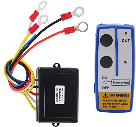 Tbest Kit de Control Remoto de Cabrestante Inalámbrico, Kit de Interruptor de Control Remoto Inalámbrico de Cabrestante Universal con Receptor 12V 24V para Camión ATV SUV(Azul)