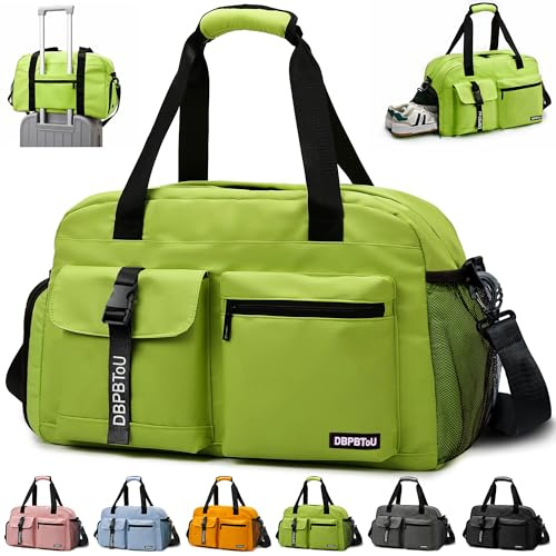 DBPBToU Sporttasche Damen Herren Zwei Belüftungslöchern, Reisetasche mit Schuhfach und Nassfach, wasserdichte Weekender Bag Trainingstasche, Gym Bag/Schwimmtasche/Saunatasche (Grün)