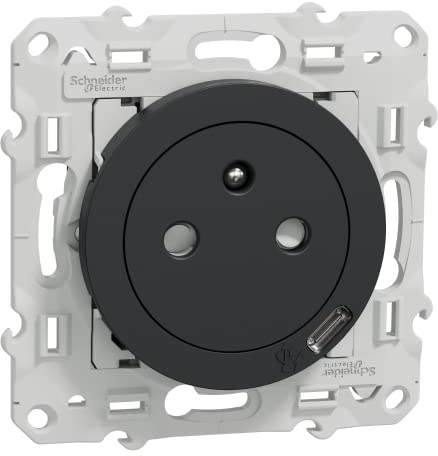 Schneider Electric - Odace - Prise affleurante + usb C10,5W - anthracite - S540089