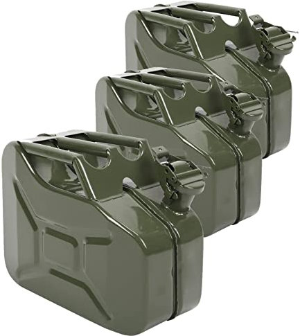 TactFire 3X 10L Stahlblech Kraftstoffkanister, Metall Benzinkanister Reservekanister (Armeegrün2 30L)