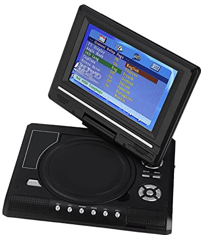 Reproductor de DVD Portátil de 7 Pulgadas, Rotación de 270 Grados Reproductor de DVD Mini Reproductor de TV Compatible con AVI EVD DVD SVCD VCD CD CD R RW, etc. (EU)