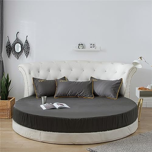 FANSU Runde Spannbettlaken, Weiche Baumwolle Spannbetttuch Atmungsaktiv Boxspringbett Matratzenschoner für Hotel Wasserbett Matratze (Dunkelgrau,Durchmesser 200cm)