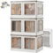 BTGGG 3 Pack Storage Boxes with Lids 55L*3 Plastic Foldable Storage Boxes with Wheels, Stackable Collapsible Lockable Cube Crate Bins for Home Organization Camping