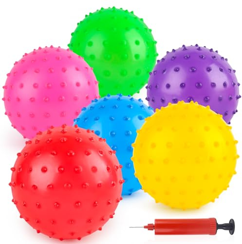 LOVEINUSA 6PCS Bounce Balls, 6inch Sensory Balls with Pump for Babies Toddlers