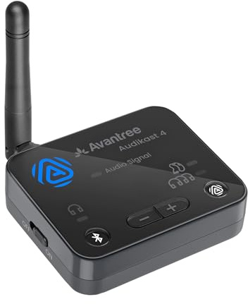 Avantree Audikast 4 - Auracast & Bluetooth 5.4 TV Transmitter 2-in-1 for Headphones & Selected Personal Listening Devices, aptX Adaptive & HD, Optical & AUX Output, Future-Ready & Upgradeable