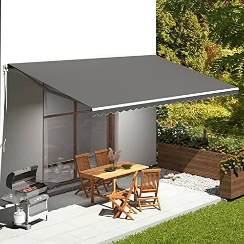 Homgoday Toile de rechange pour store banne - Protection solaire - Avec volant - Housse de rechange pour store - Anthracite - 6 x 3,5 m