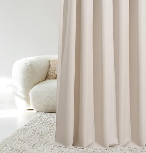 ROOM99 Aura - Cortina con Cinta fruncidora (180 x 260 cm, Ancho x Alto), Cortinas correderas Modernas, para salón, Dormitorio, Beige Claro, 1 Unidad