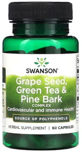 Swanson - Grape Seed, Green Tea & Pine Bark Complex | Antioxidant Support for Vitality | 60 Capsules