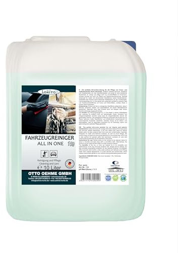 Lorito ALL IN ONE Auto Innenraum Reiniger & Karosserie Reiniger 10L - Autoreinigung für lackierte Teile, Aluminium, Kunststoff & Holzarmaturen, Blendfreie & staubabweisende Autopflege