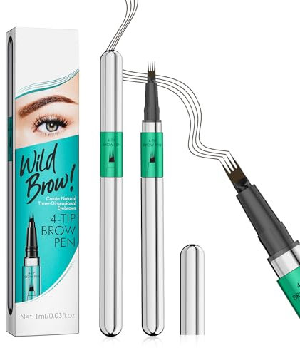 Matita Sopracciglia Microblading 3D Impermeabile 4 Punta Sopracciglio Precisa con Punta,Trucco Naturale Per Sopracciglia (3#-Marrone scuro)