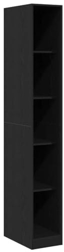 vidaXL Armario Roble Negro 30 x 50 x 200 cm Madera de ingeniería, Solución Moderna de Almacenamiento, diseño Rectangular de Armario, Organizador Ahorra Espacio para Ropa y Muebles de Hombre