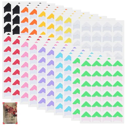 Classicseali 480pcs Photo Stickers for Albums, Self-Adhesive Photo Corners Stickers, Scrapbooking Photos Mounting Corners for Albums, DIY Craft, Memory Book, 10 Colors