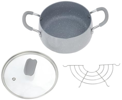 Fictory Pentola giapponese per friggitrice, mini pentola a doppia maniglia con coperchio, scolapiatti per olio, facile da pulire, design compatto per una cottura efficiente