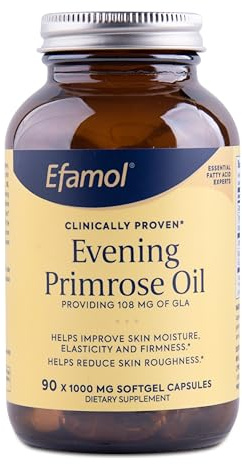 Efamol Pure Evening Primrose Oil - Natural Skin Supplement - Aids with Skin Firmness, Hydration, Wrinkles & Smoothness - with Omega-6 GLA - 90 Softgels