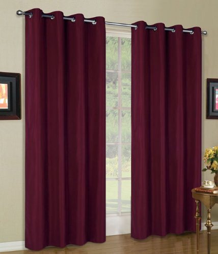 Vorhang Blickdicht Schal, 2 Stück 245x140 (HxB) Matte unifarbene Gardine mit Ösen, Bordeaux Material aus Microsatin Micofaser-Gewebe., 204050