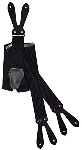 Olata Y Hosenträger zum Knöpfen – extra breite Hosenträger – 4 cm. Schwarz