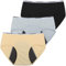 INNERSY Teen Period Pants Cotton Girls Menstrual Underwear Leakproof knickers Pack of 3 (14-16 Years, Black/Yellow/Gray)