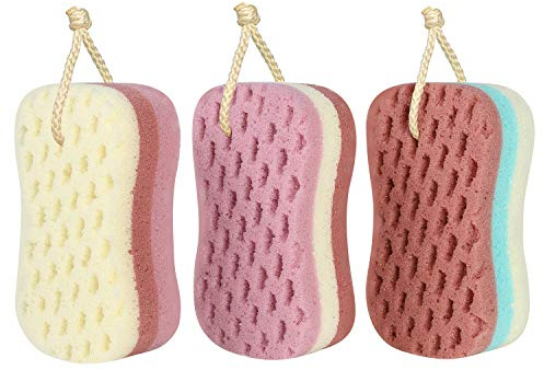 KECUCO Big Bath Sponges for Women, Loofah Sponge, Soft & Exfoliating,3‑Pack