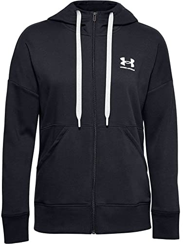 Under Armour Rival Fleece Full Zip Hoodie 1356400-001, Womens Sweatshirt, Black, XS EU