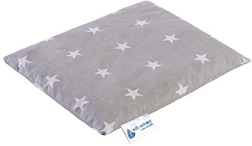 Medi Partners Saco de Semillas para Microondas 20x25cm Cojin 500g 100% Algodón Saquitos bolsa Semillas calor Microondas Almohadillas Saco Termico (Estrellas blancas sobre gris)
