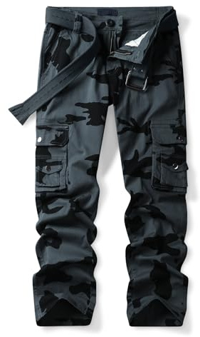 Aeslech Womens Camouflage Cargo Work Trousers Ladies Combat Heavy Duty Multi Pockets Casual Pants Camo E US 10 - UK 12