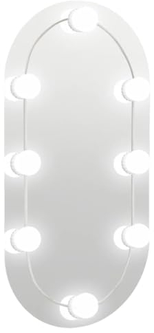 vidaXL Espejo con Luces LED Tocador Maquillaje Iluminación de Pared Cuarto de Baño Aseo Lavabo Inodoro Decoración Vidrio Ovalado 60x30 cm