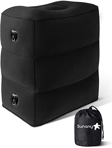 Sunany Aufblasbares Fußstützen kissen für Reisen, Kinder/Erwachsene, Flugzeug-Reisekissen, höhenverstellbar, für Kinder zum Schlafen auf Reisen, geeignet für Büro, Zuhause und jede Reise