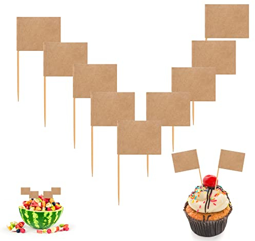 ENLACE Fähnchen zum Beschriften,200 Stück Flaggenpicker,Cupcake Leere Zahnstocher Flaggen,Papierfähnchen für Partyessen,Cupcake Dekoration,Cocktail,Vorspeise,Käse Marker