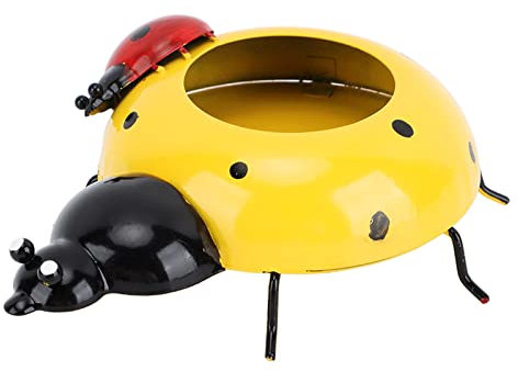 HEEPDD Marienkäfer-Blumentopf, Marienkäfer-Blumentopf, Eisen, 5,4 cm Durchmesser, Hohe Haltbarkeit, Glättende Oberflächen, Bezaubernd für die Gartendekoration (Gelb)