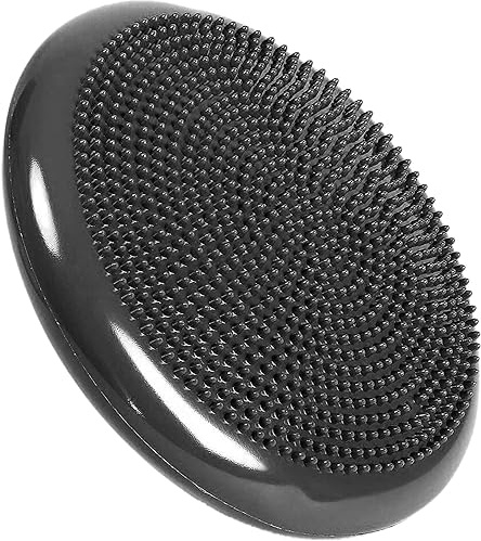 Wobble Plate Air Stability Wobble Cushion Inflatable Balance Cushion Board with Improved Hand Pump for Core Training, Agility, UK Army Style Gym Workouts, Yoga, Comfortable Sitting etc (BLACK)