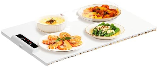 WTTTTW Bandeja calentadora eléctrica portátil de Silicona, Bandeja calentadora Plegable con Temperatura Ajustable, Calentador de Alimentos de Calentamiento rápido, Plato Caliente para Alimentos